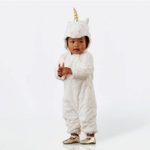 POTTERY BARN KIDS UNICORN COSTUME HALLOWEEN WHITE GOLD BABY 0-6 MONTHS - Picture 15 of 15